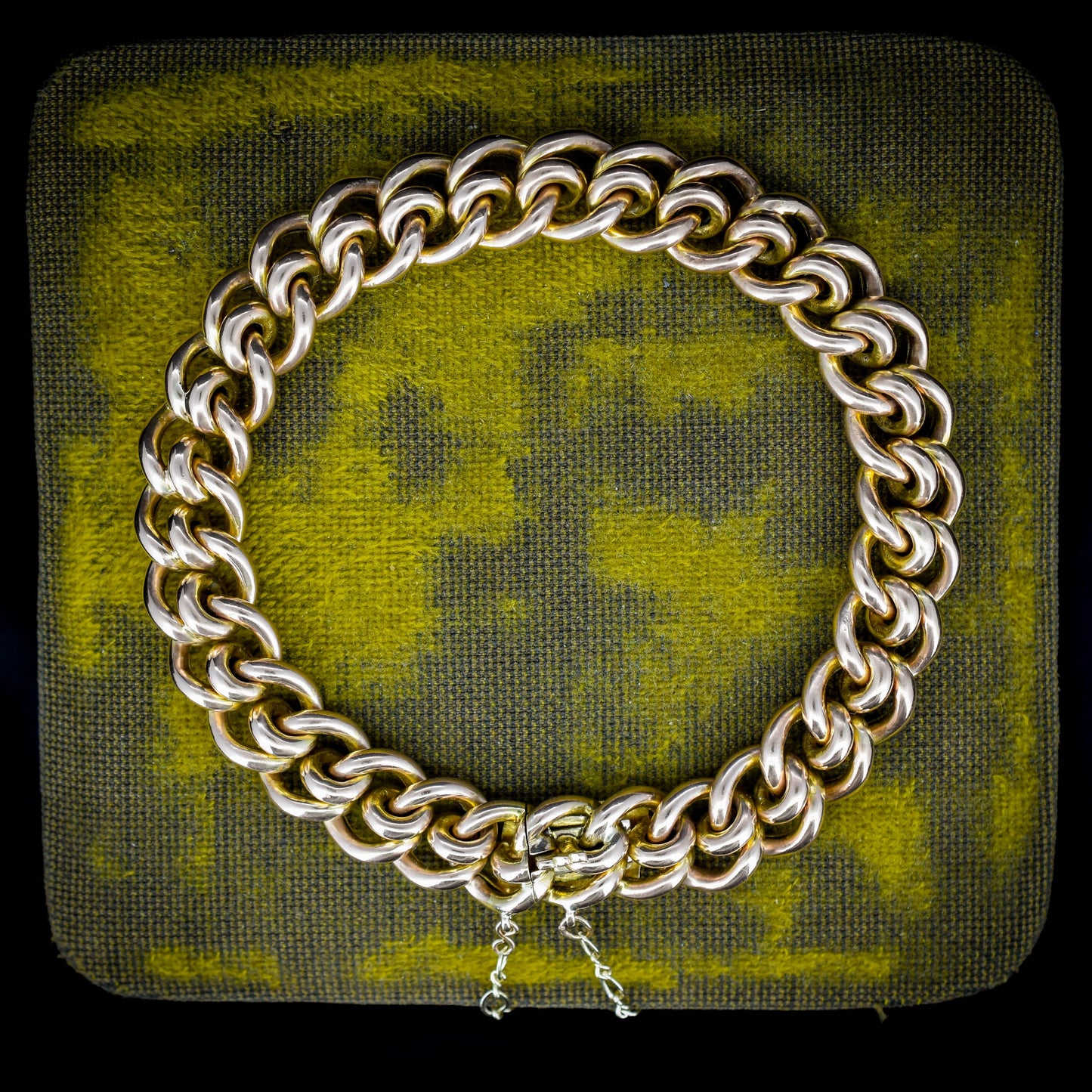 Antique 9ct Gold Concealed Clasp Curb Bracelet | 7"