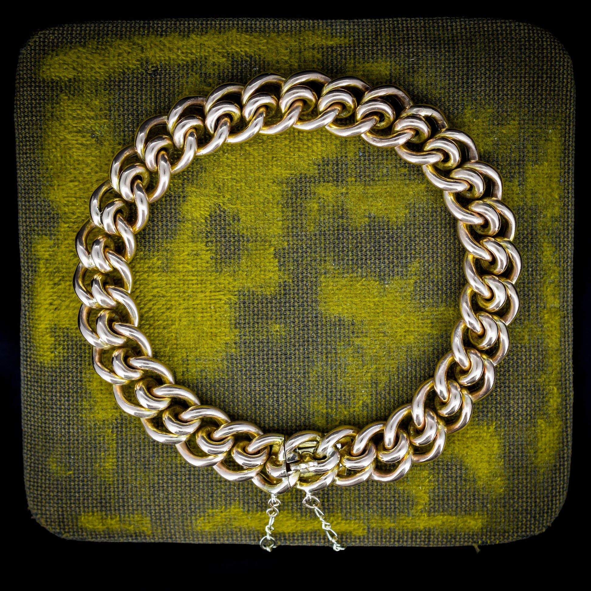 Antique 9ct Gold Concealed Clasp Curb Bracelet | 7"