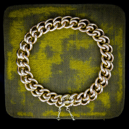 Antique 9ct Gold Concealed Clasp Curb Bracelet | 7"
