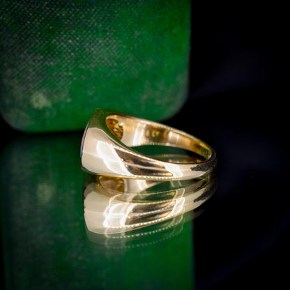 1.50ct Black Opal Solitaire 18ct Yellow Gold Signet Ring - 7.8g