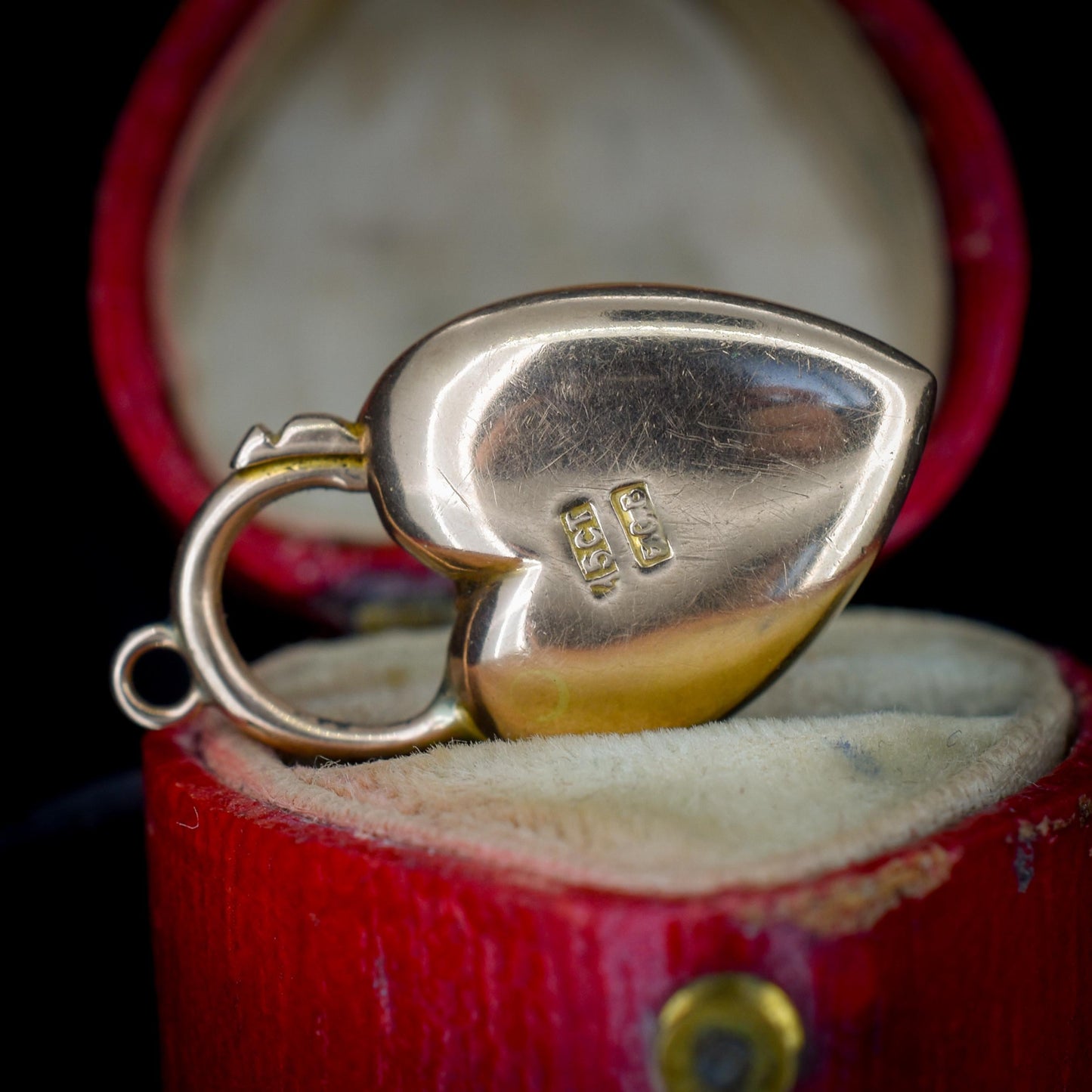 Antique 15ct Rose Gold Puffy Turquoise Heart Padlock Charm