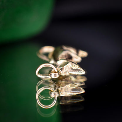 Vintage 9ct Gold Mouse Charm Pendant