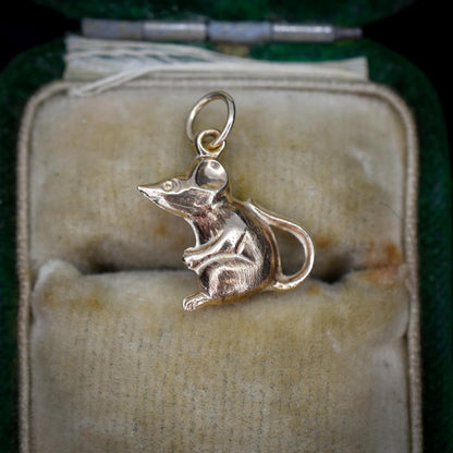 Vintage 9ct Gold Mouse Charm Pendant