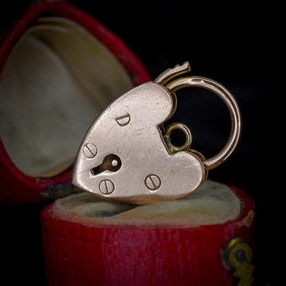 Vintage 9ct Rose Gold Heart Padlock Pendant