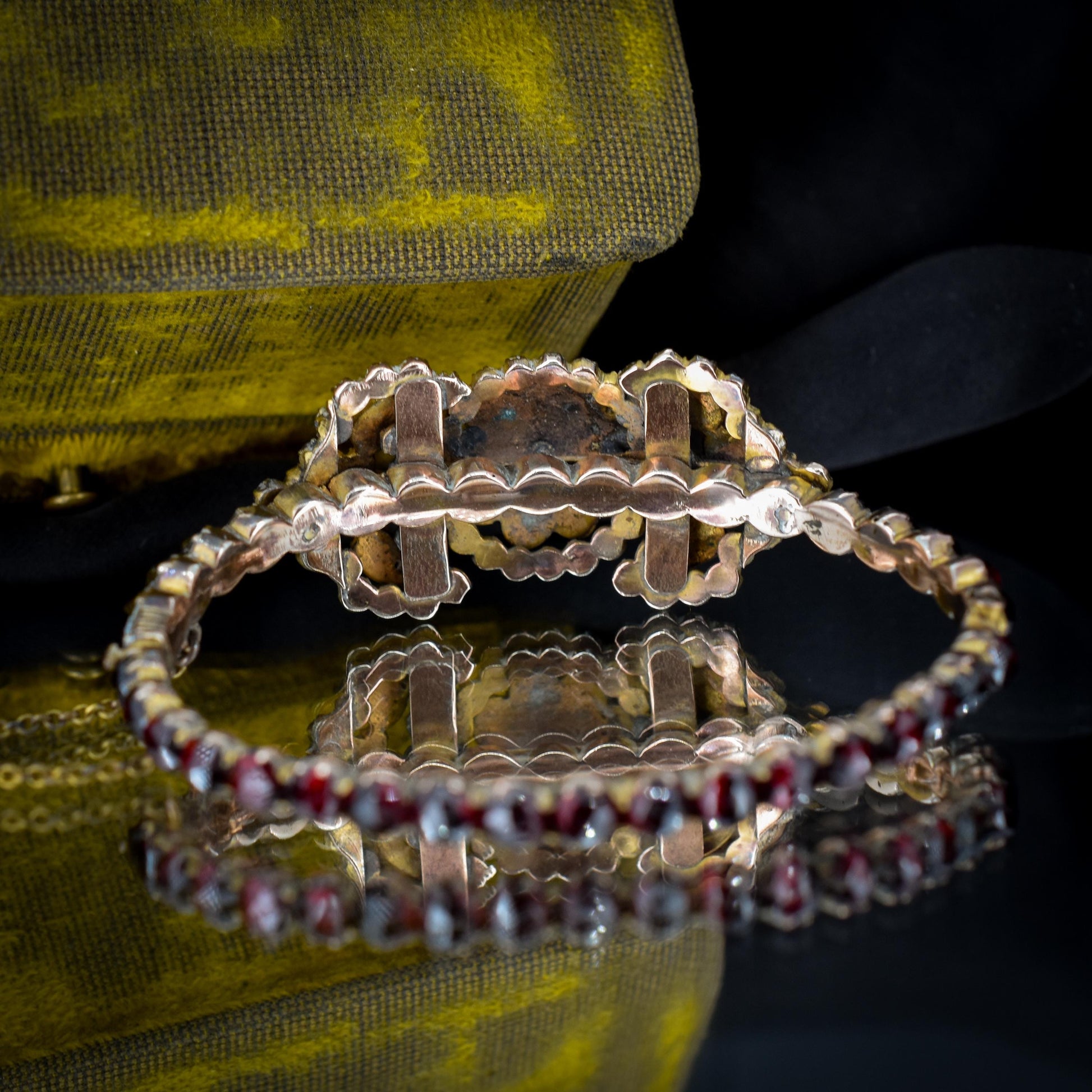 Antique Victorian Bohemian Flower Garnet Bracelet | Circa.1890