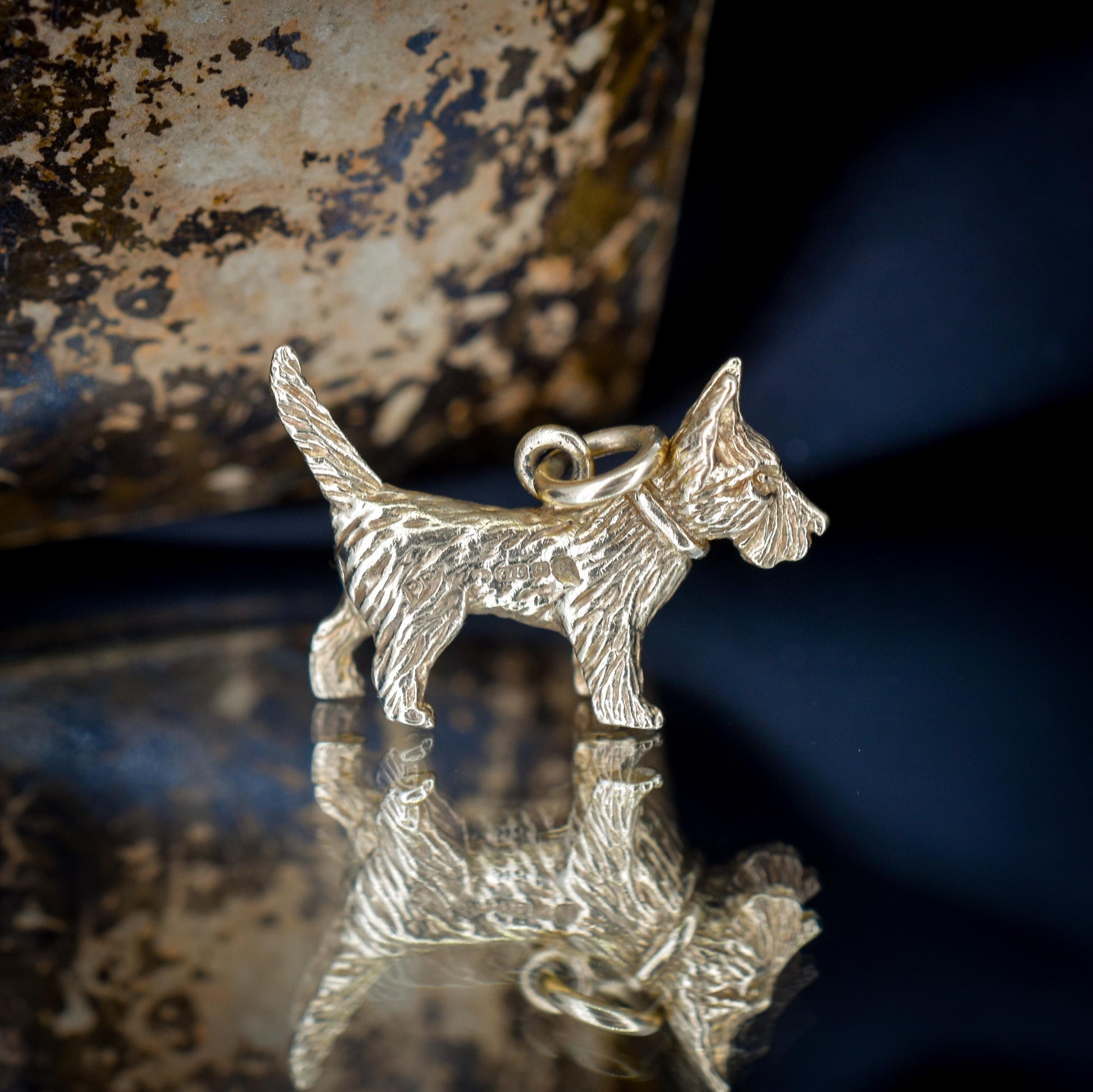 Vintage 9ct Gold Solid Scottie Westie Terrier Dog Charm