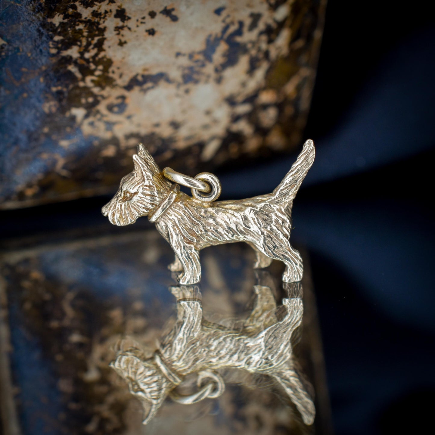 Vintage 9ct Gold Solid Scottie Westie Terrier Dog Charm