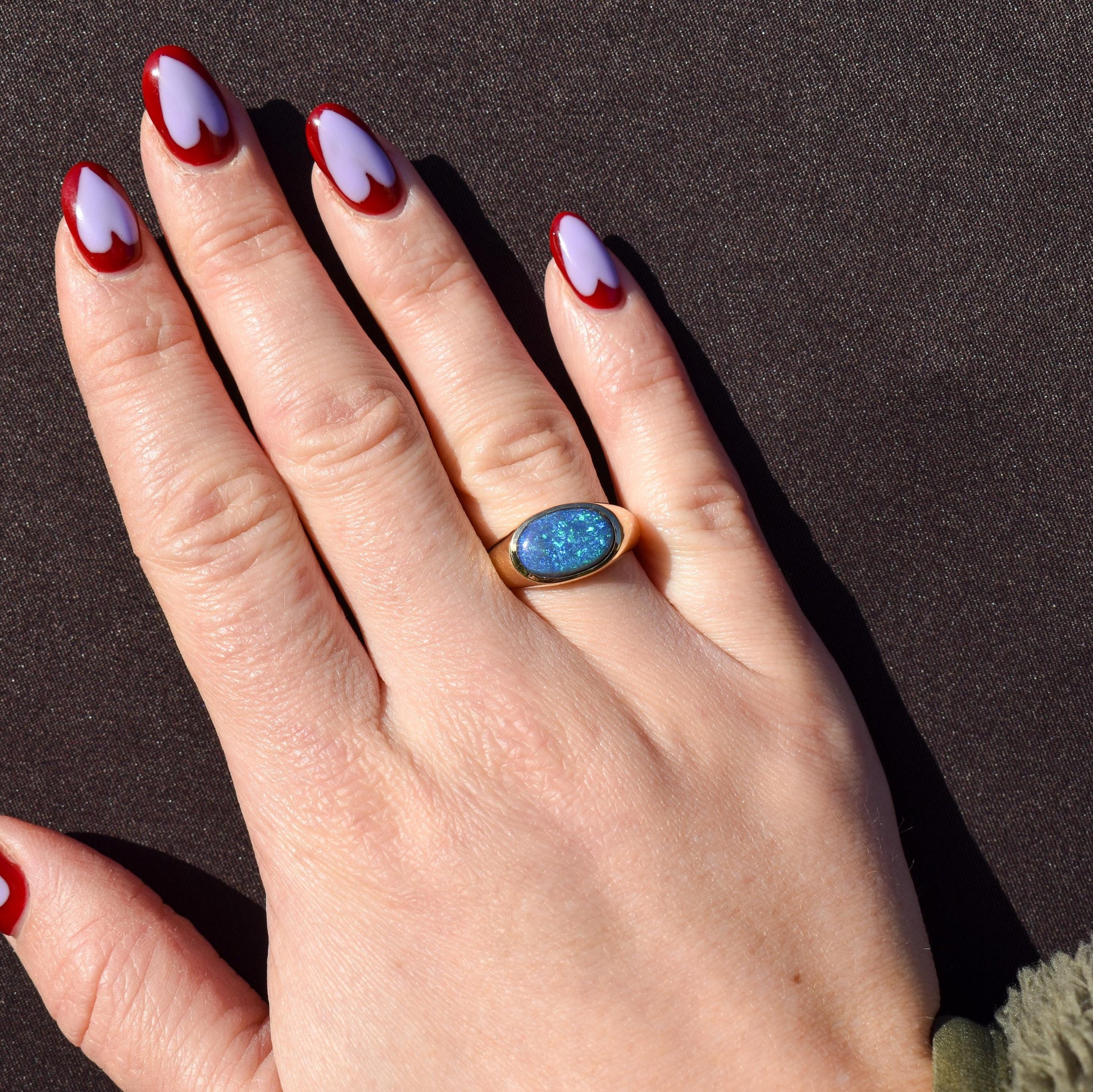 2.35ct Black Opal Solitaire 18ct Yellow Gold Signet Ring - 7.2g