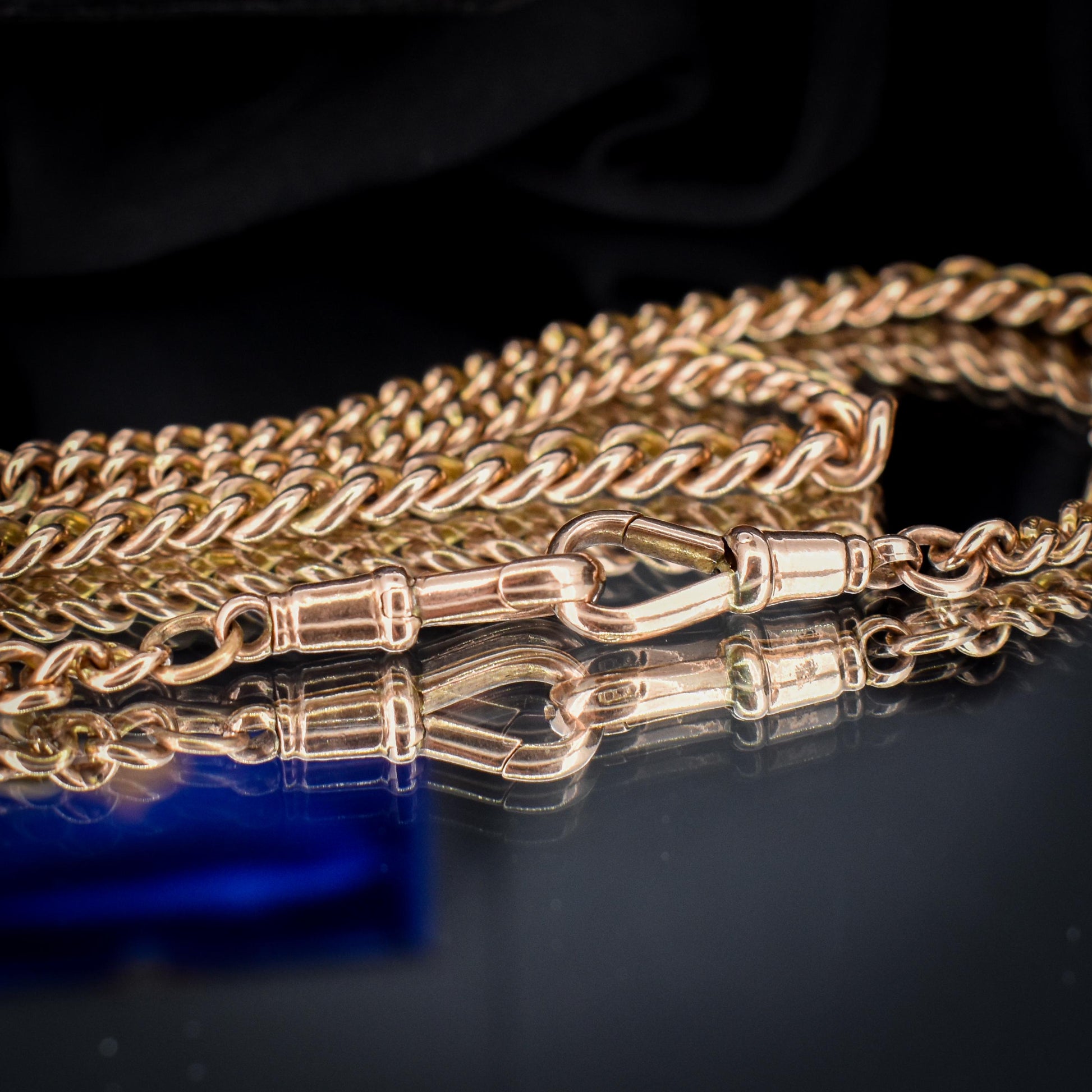 Antique 9ct Gold Curb Link Dog Clip Albert Watch Chain Necklace - 16"