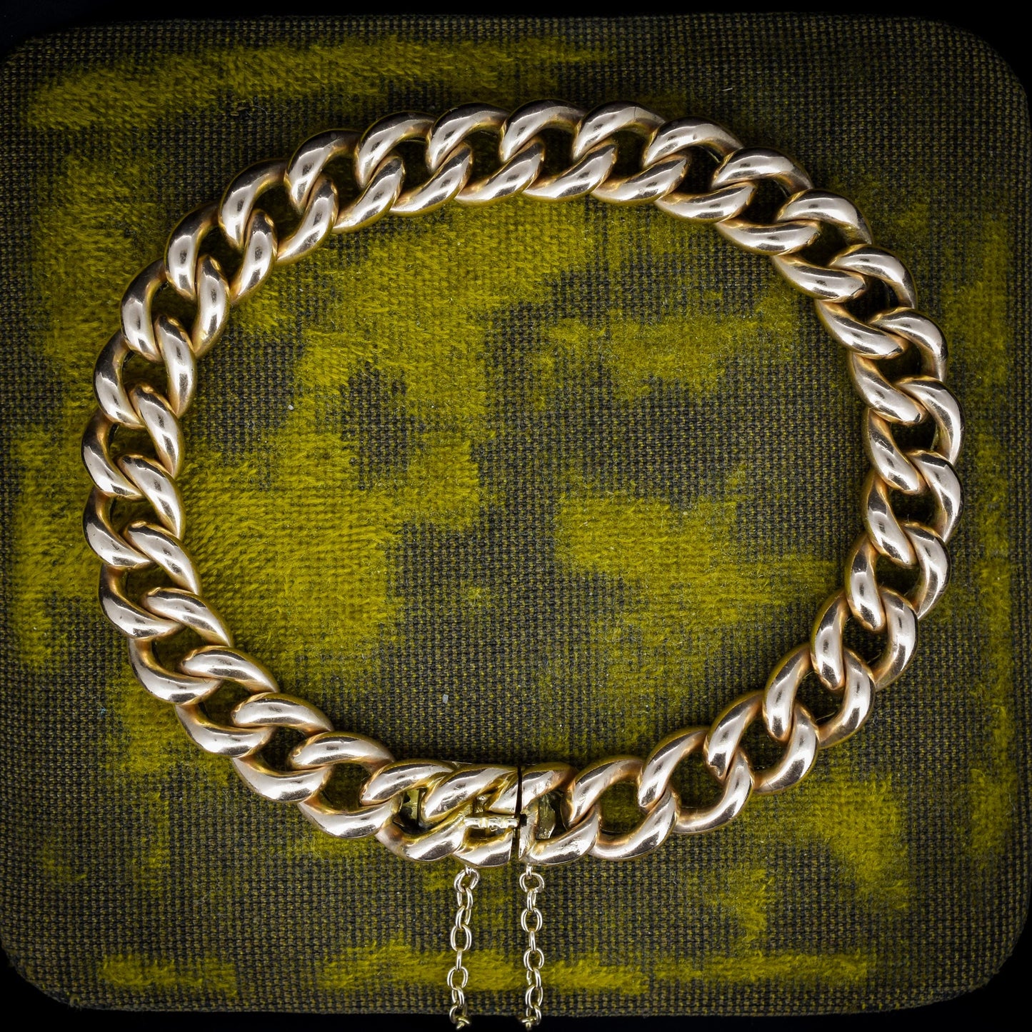 Antique 15ct Gold Concealed Clasp Curb Bracelet | 7"