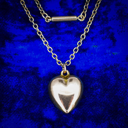 Antique 9ct Gold Heart Pendant Chain Necklace | 16"