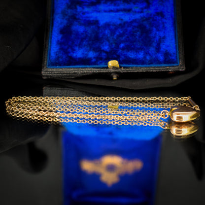 Antique 9ct Gold Heart Pendant Chain Necklace | 16"