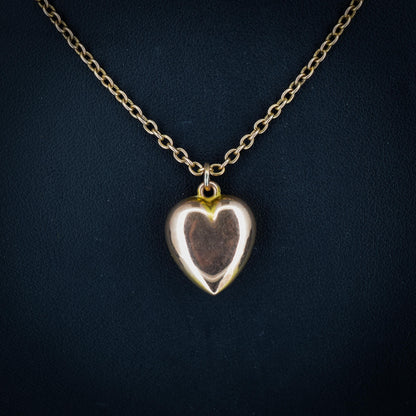 Antique 9ct Gold Heart Pendant Chain Necklace | 16"