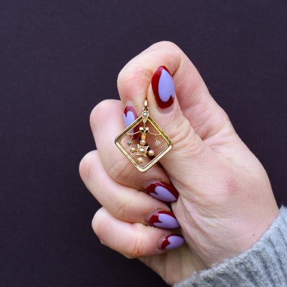 Antique 9ct Gold Pearl Floral Pendant