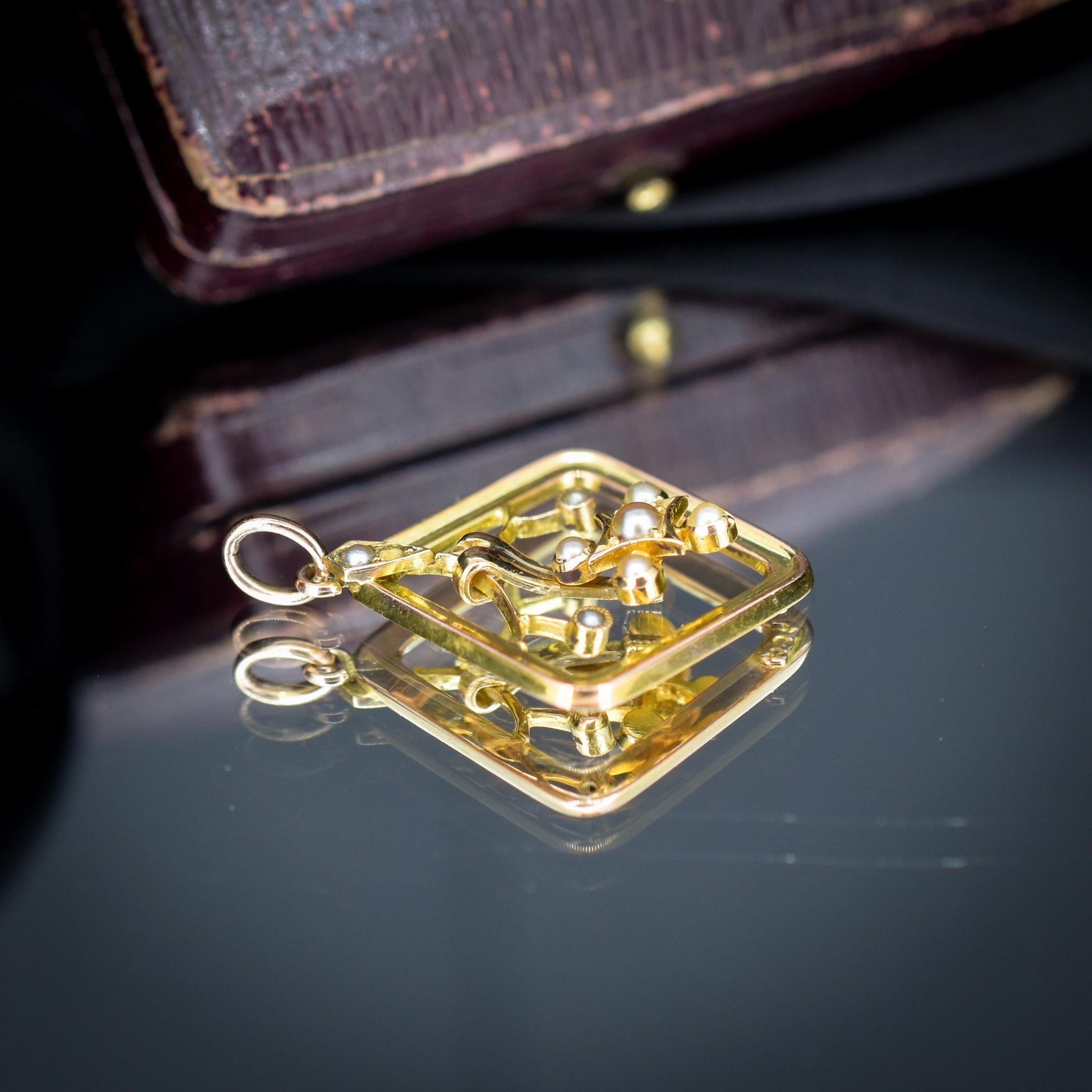 Antique 9ct Gold Pearl Floral Pendant