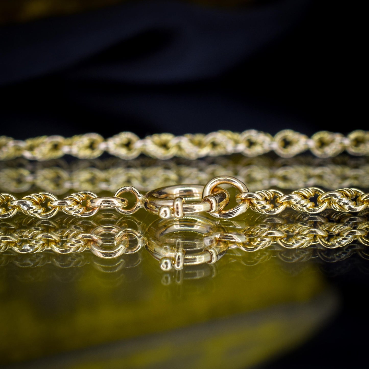 Antique '1904' 9ct Yellow Gold Lovers Knot Link Chain Necklace 18.5" Length