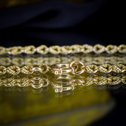 Antique '1904' 9ct Yellow Gold Lovers Knot Link Chain Necklace 18.5" Length