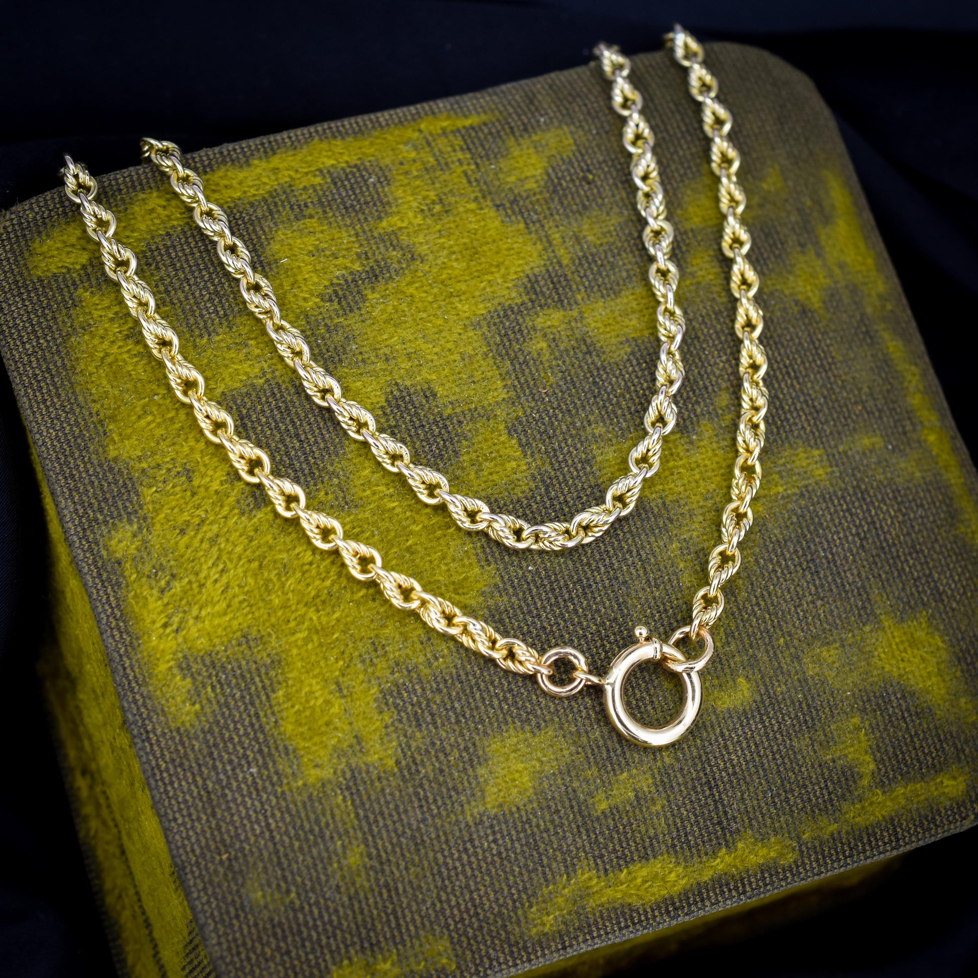 Antique '1904' 9ct Yellow Gold Lovers Knot Link Chain Necklace 18.5" Length