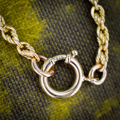 Antique '1904' 9ct Yellow Gold Lovers Knot Link Chain Necklace 18.5" Length
