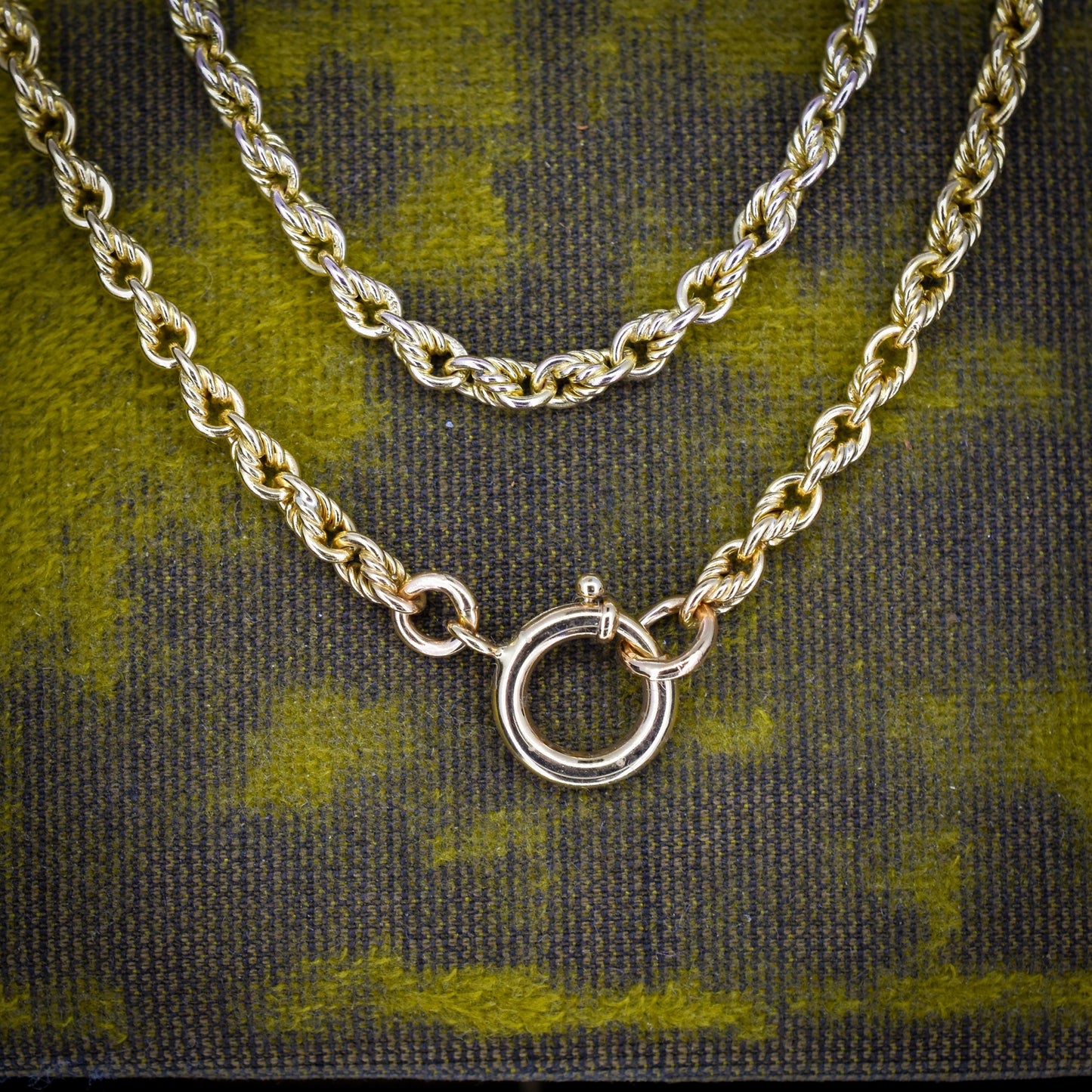 Antique '1904' 9ct Yellow Gold Lovers Knot Link Chain Necklace 18.5" Length