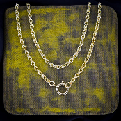 Antique '1904' 9ct Yellow Gold Lovers Knot Link Chain Necklace 18.5" Length
