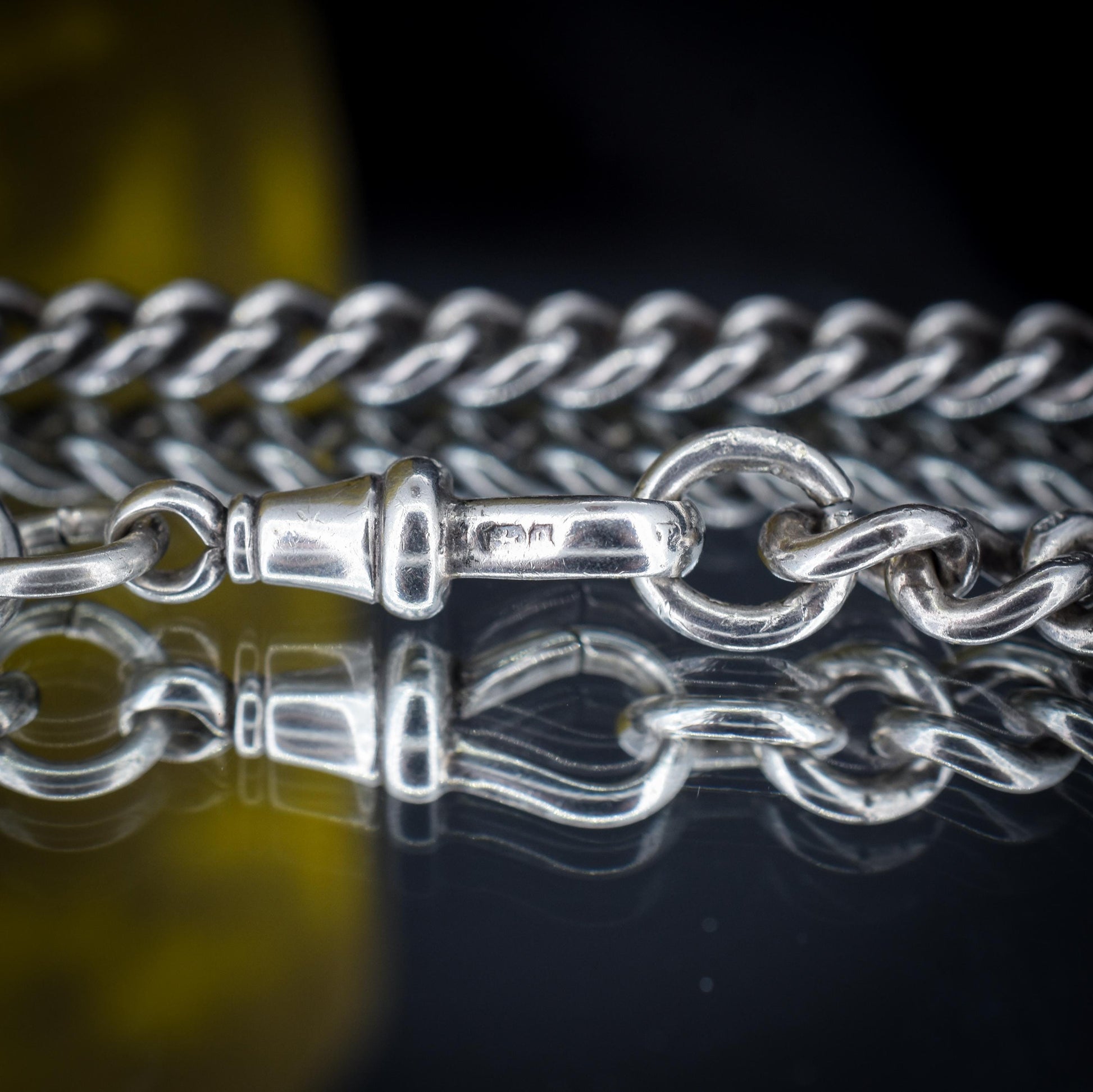 Antique Sterling Silver Curb Link Chain Necklace with Dog Clip – 32.5"