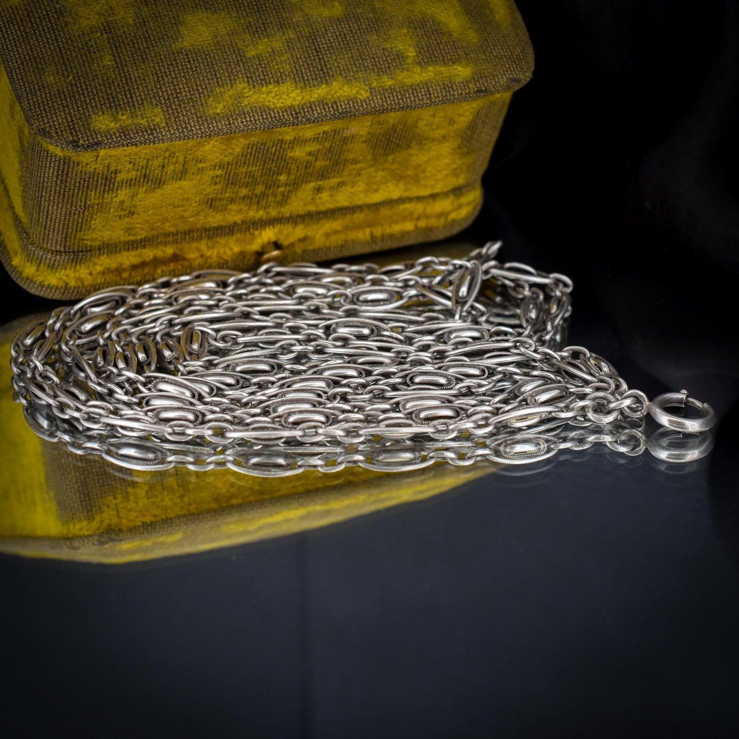 Antique French Silver Fancy Long Guard Sautoir Chain Necklace | 57"