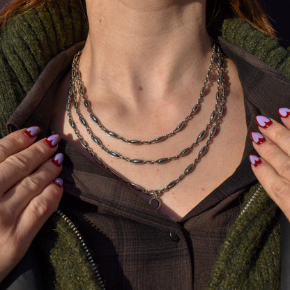 Antique French Silver Fancy Long Guard Sautoir Chain Necklace | 57"