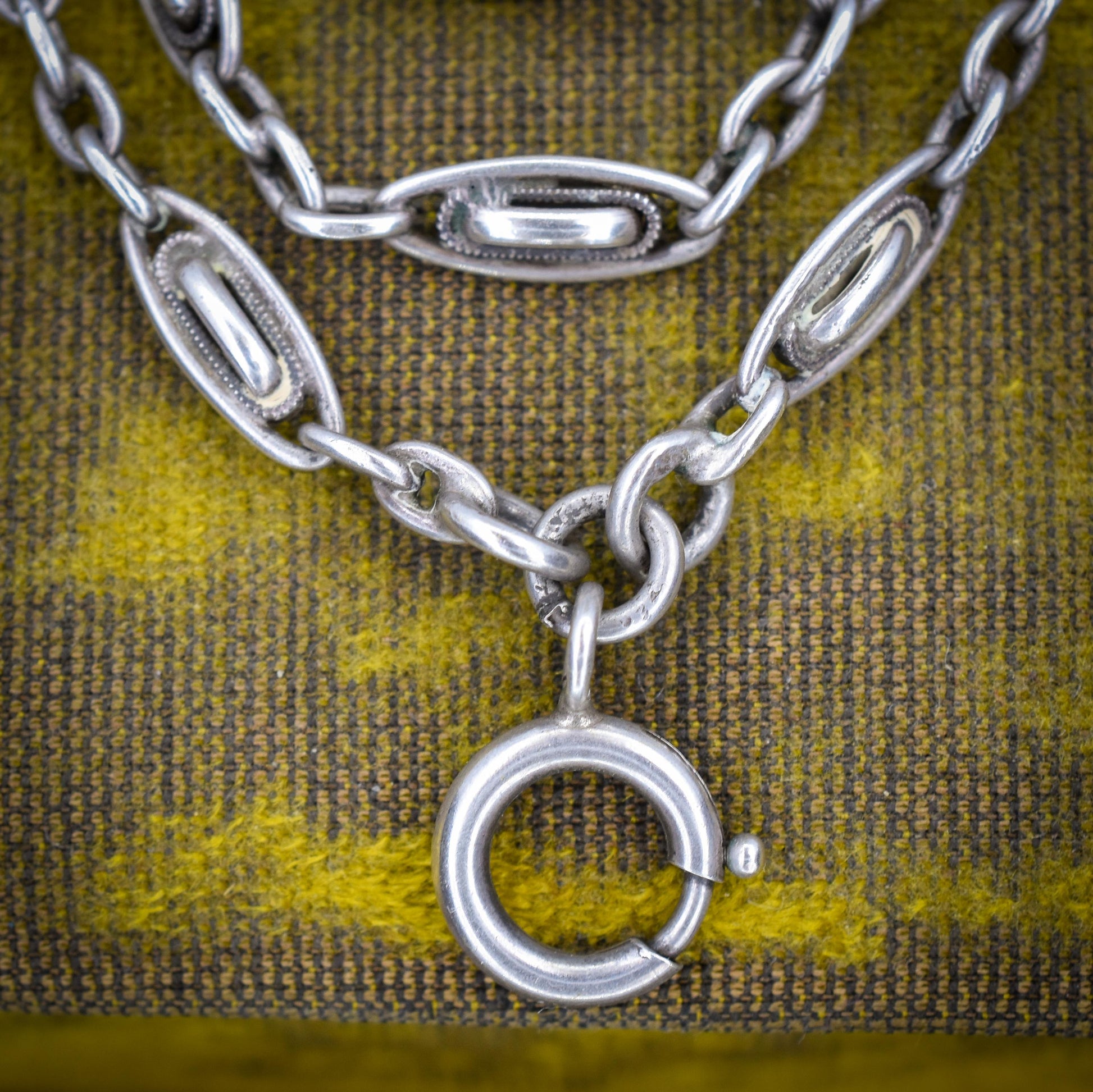 Antique French Silver Fancy Long Guard Sautoir Chain Necklace | 57"