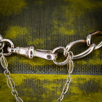 Antique 9ct Gold Twisted Open Curb Link Bracelet with Dog Clip | 8"