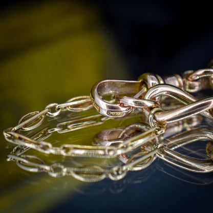 Antique 9ct Gold Twisted Open Curb Link Bracelet with Dog Clip | 8"