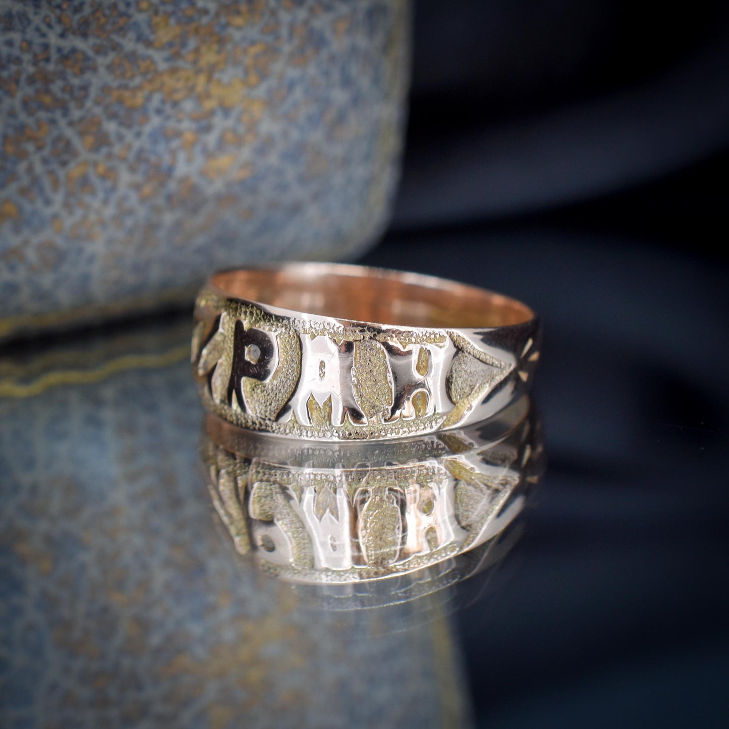 Antique Mizpah 9ct Gold Wide Band Ring | Birmingham 1918