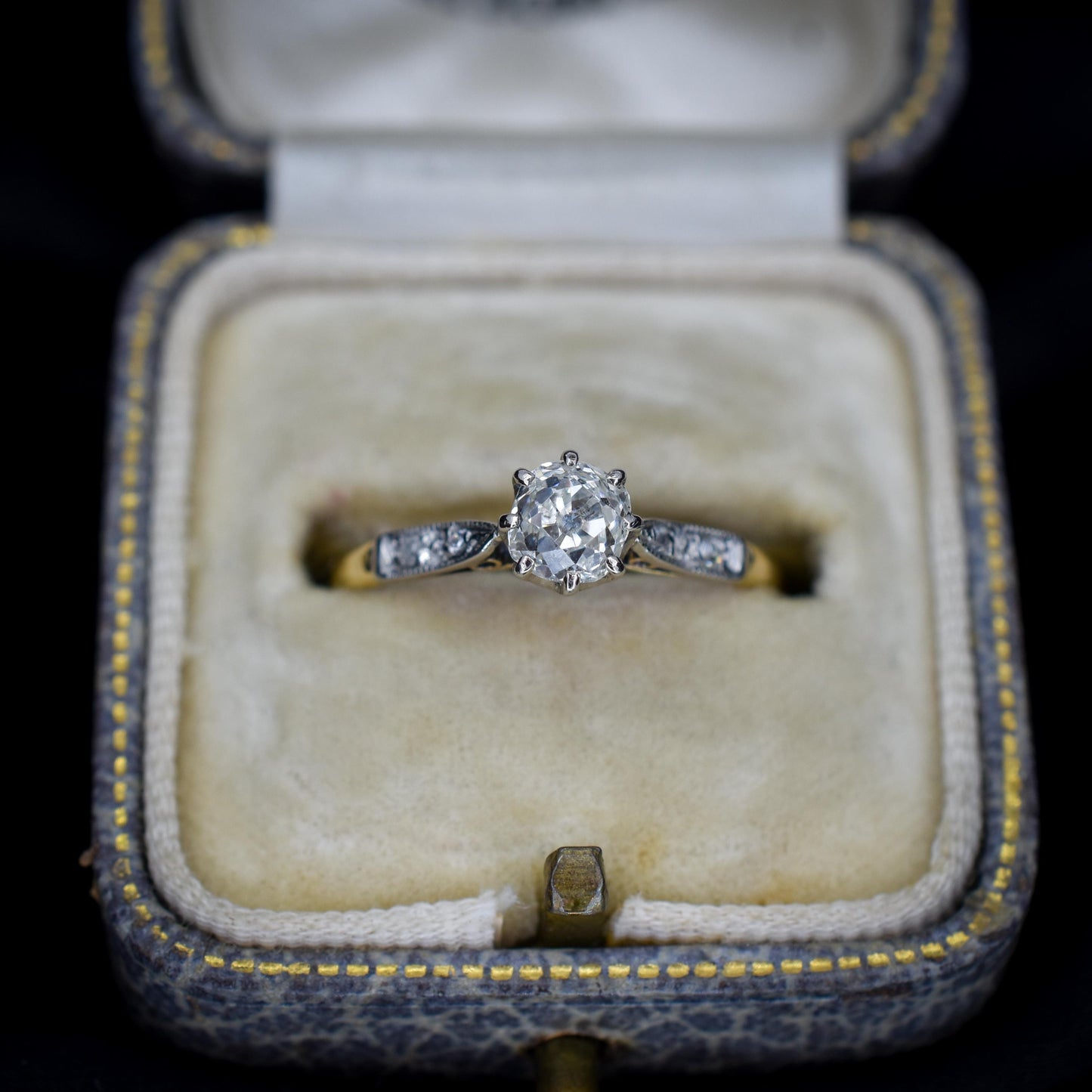 Antique 0.63ct Old Cut Diamond Solitaire 18ct Gold Engagement Ring