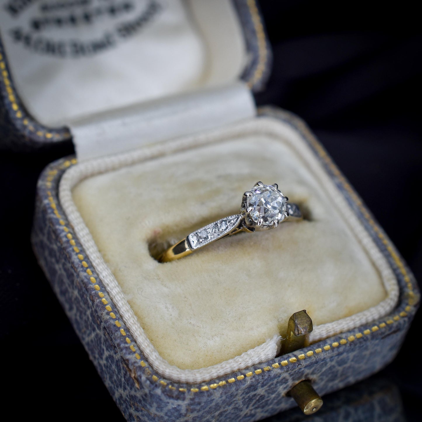 Antique 0.63ct Old Cut Diamond Solitaire 18ct Gold Engagement Ring