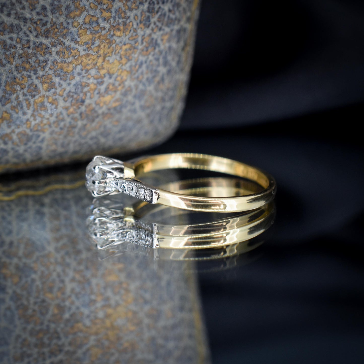 Antique 0.63ct Old Cut Diamond Solitaire 18ct Gold Engagement Ring