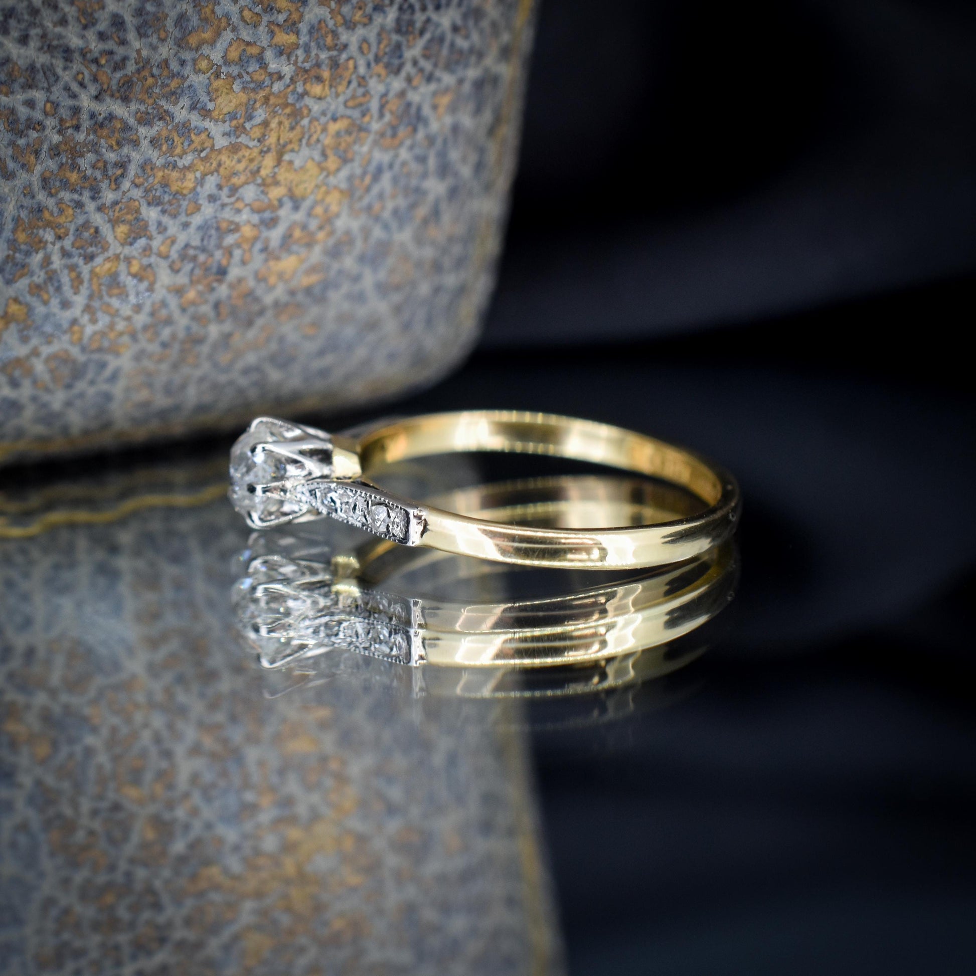 Antique 0.63ct Old Cut Diamond Solitaire 18ct Gold Engagement Ring