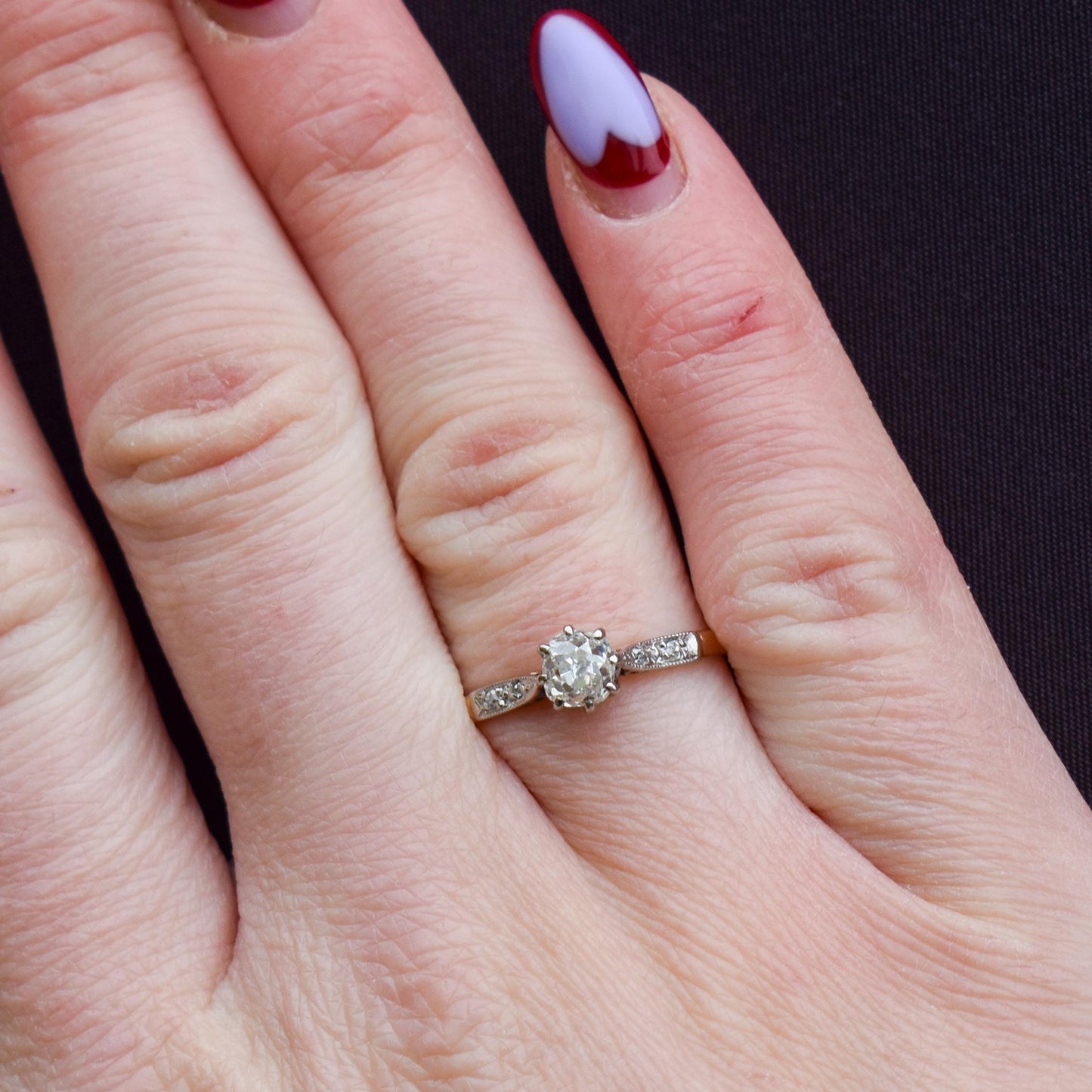 Antique 0.63ct Old Cut Diamond Solitaire 18ct Gold Engagement Ring