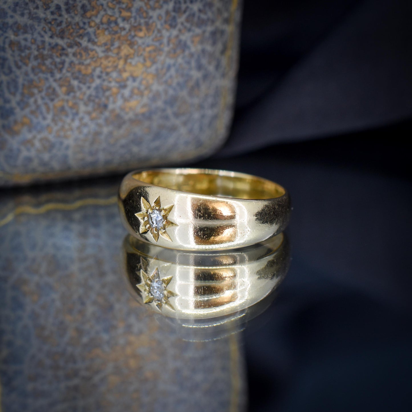 Antique 18ct Gold Diamond Starburst Gypsy Ring | Dated 1918