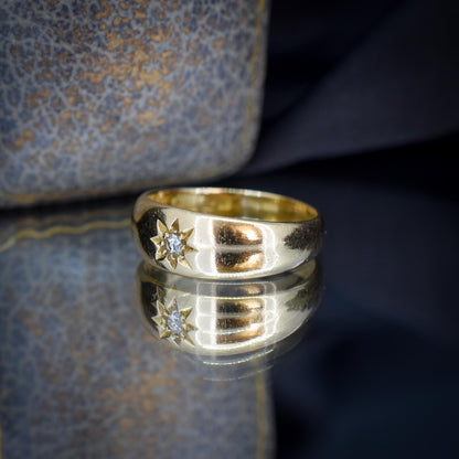 Antique 18ct Gold Diamond Starburst Gypsy Ring | Dated 1918