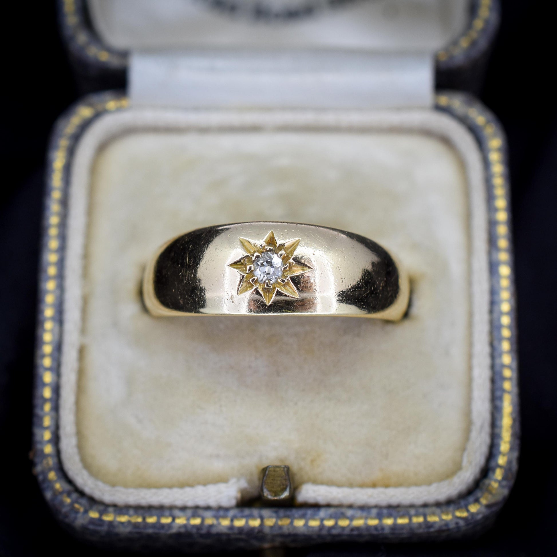Antique 18ct Gold Diamond Starburst Gypsy Ring | Dated 1918
