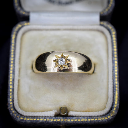 Antique 18ct Gold Diamond Starburst Gypsy Ring | Dated 1918