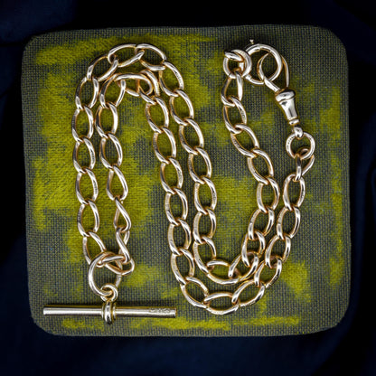 Antique 15ct Gold Oval Link Albert Watch Chain Necklace | 17.5" | Chester 1906