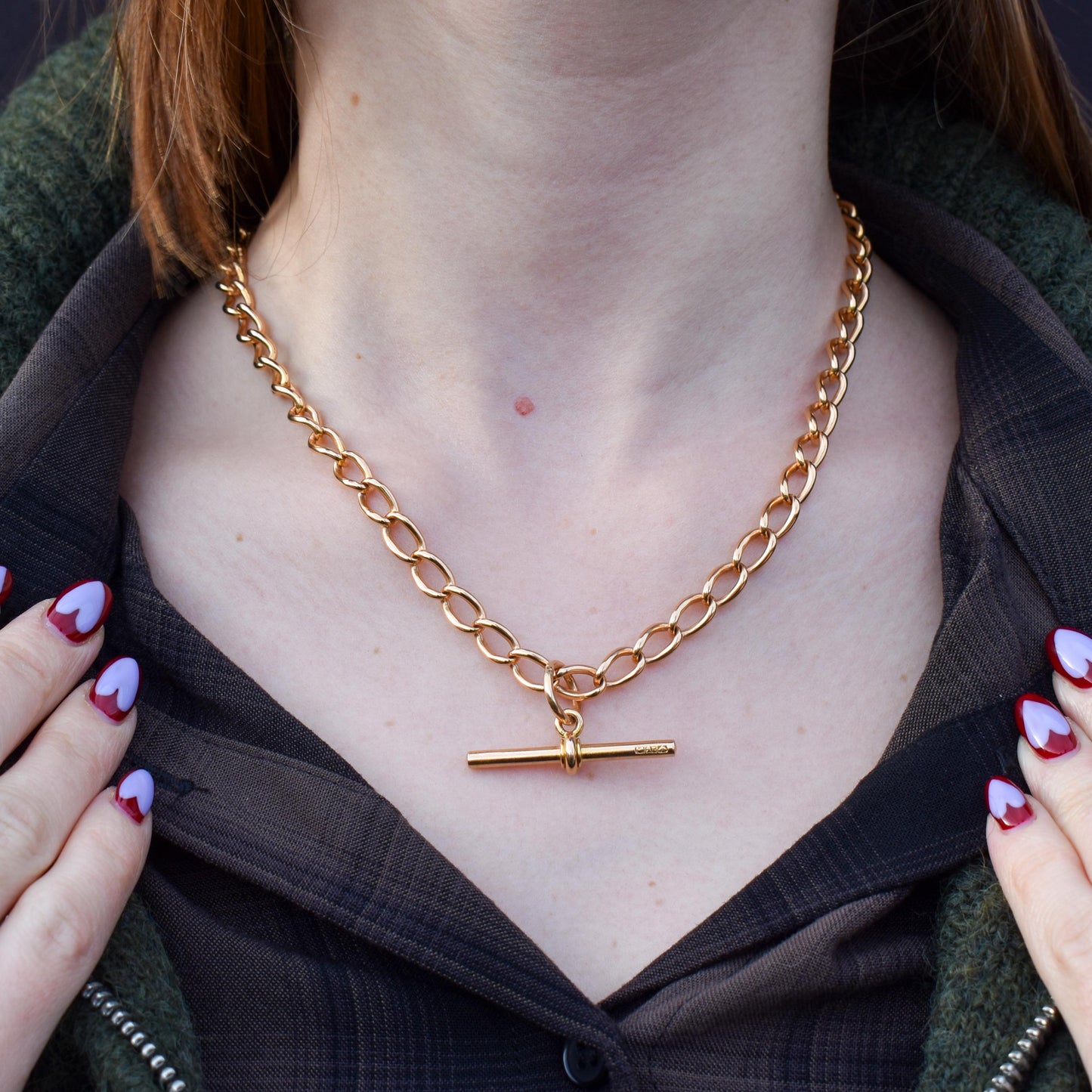 Antique 15ct Gold Oval Link Albert Watch Chain Necklace | 17.5" | Chester 1906