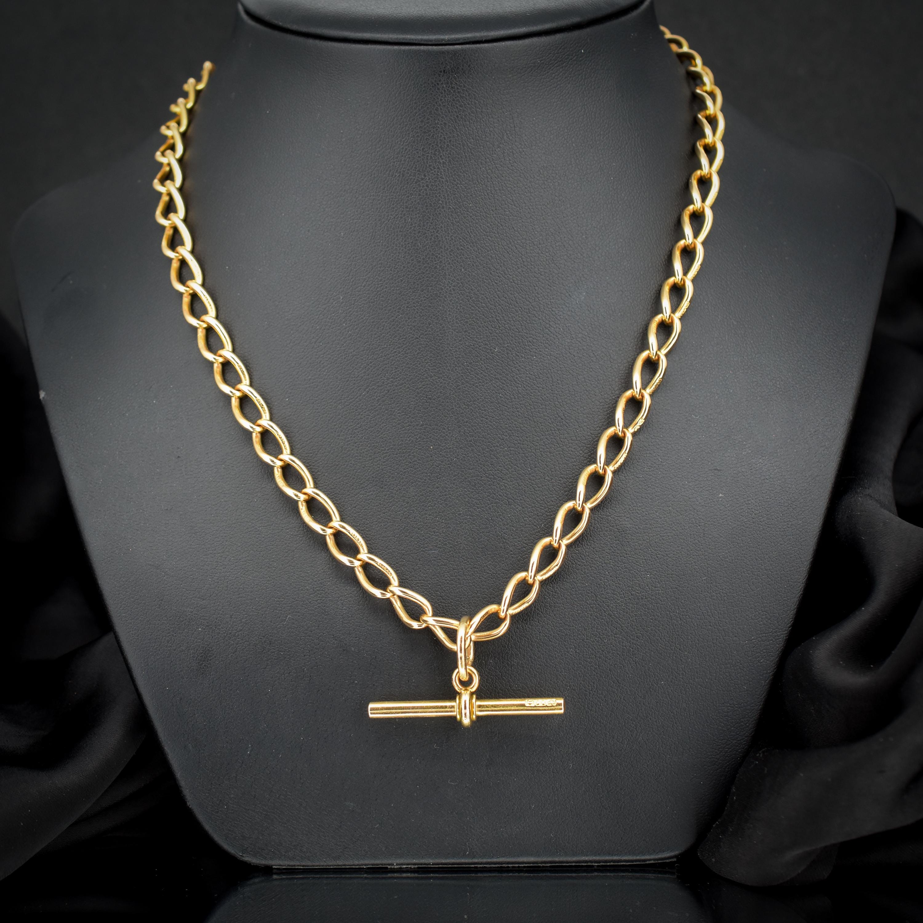 Antique 15ct Gold Oval Link Albert Watch Chain Necklace | 17.5