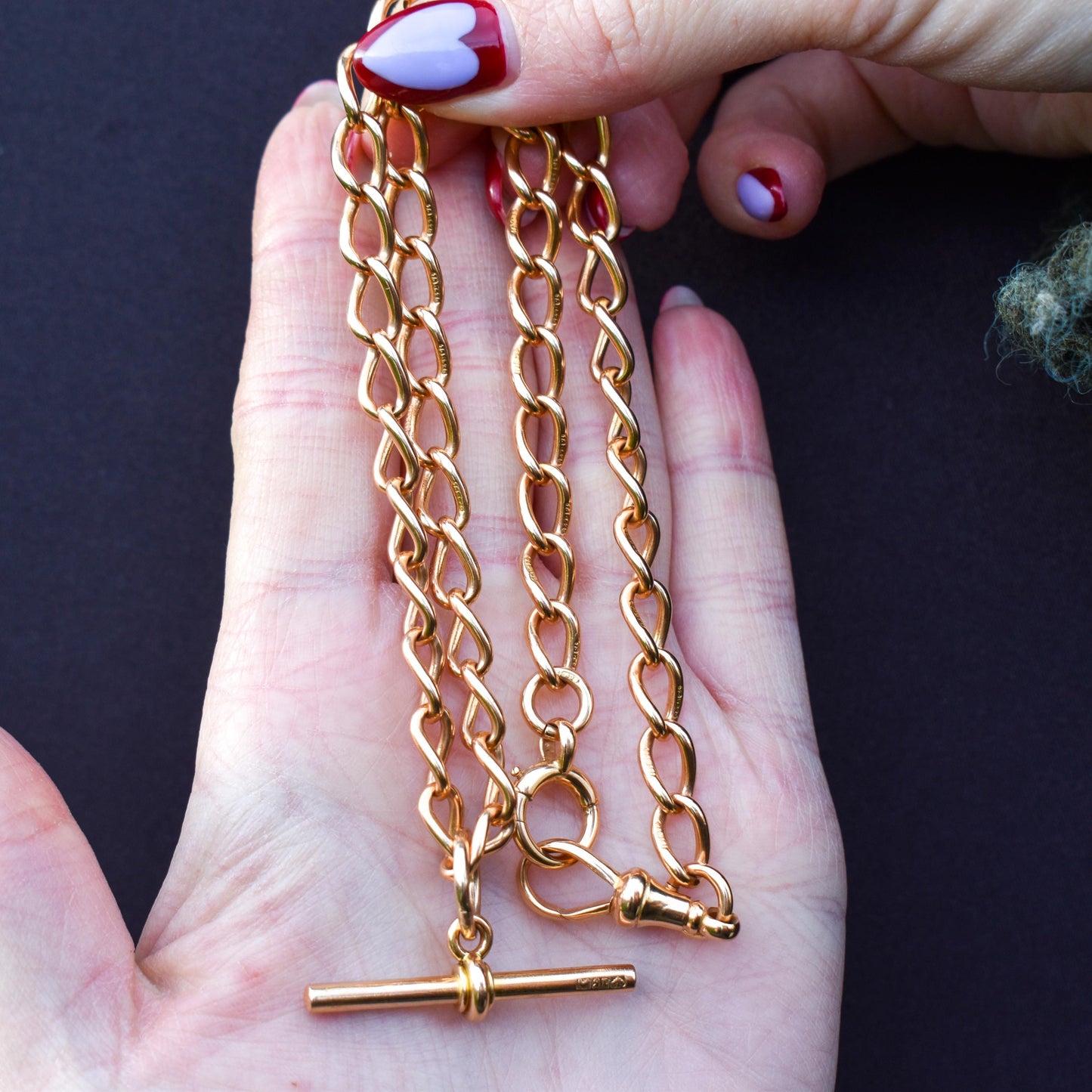 Antique 15ct Gold Oval Link Albert Watch Chain Necklace | 17.5" | Chester 1906