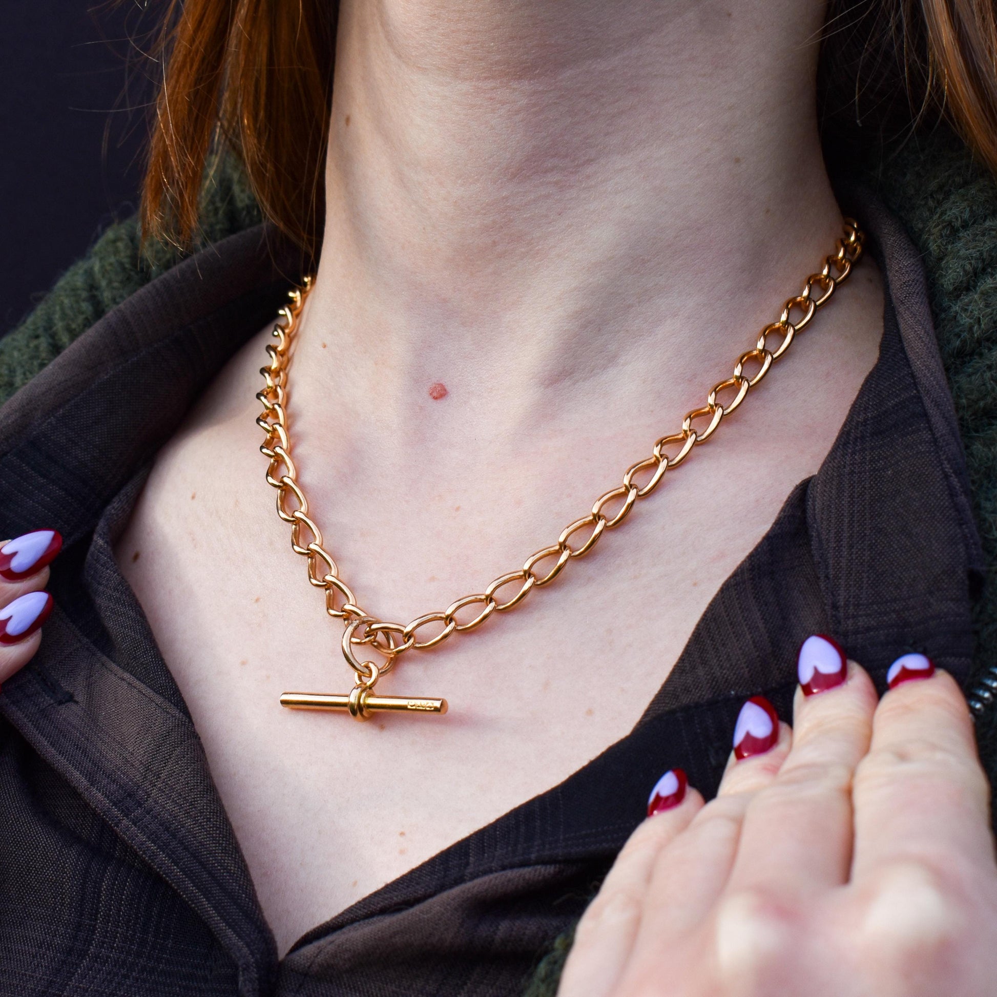 Antique 15ct Gold Oval Link Albert Watch Chain Necklace | 17.5" | Chester 1906