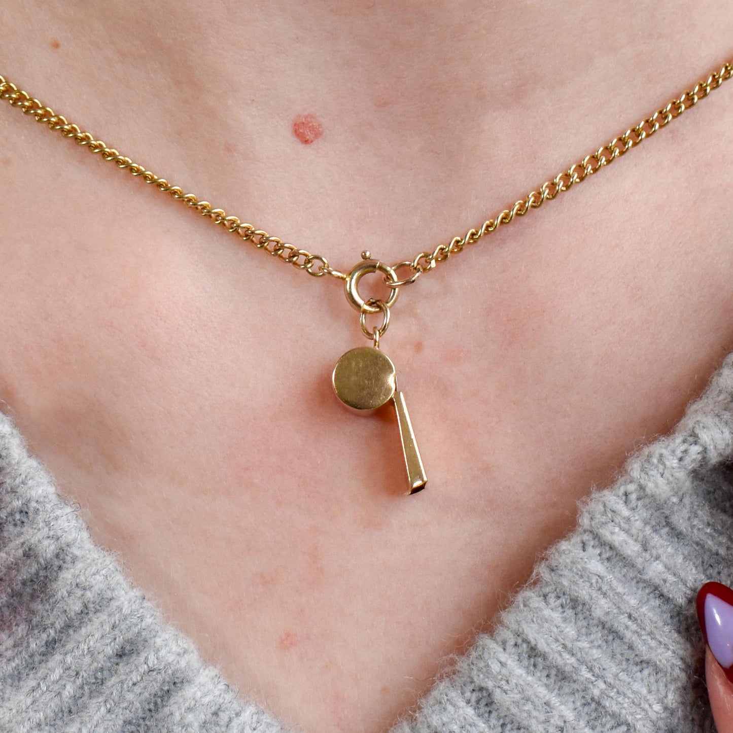 Vintage 9ct Gold Whistle Charm Pendant | London 1975