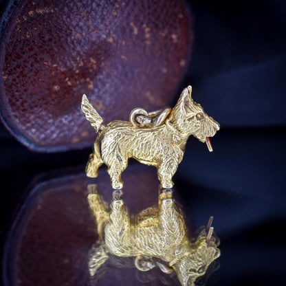 Vintage 9ct Gold Articulated Scottie Westie Terrier Dog Charm - 1960