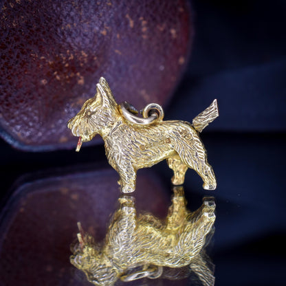 Vintage 9ct Gold Articulated Scottie Westie Terrier Dog Charm - 1960