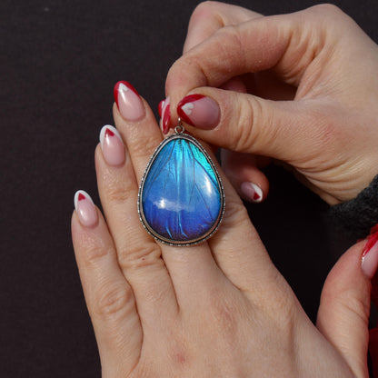 Antique Art Deco Butterfly Wing Sterling Silver Pendant